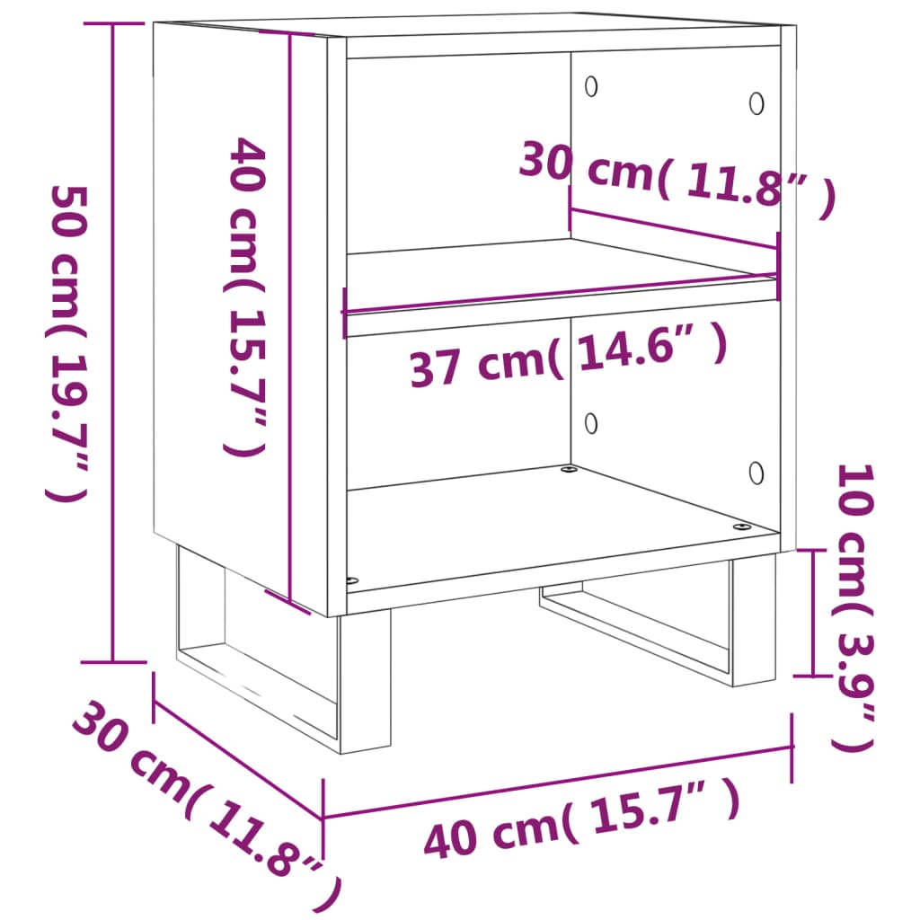 Tables de chevet 2pcs blanc brillant 40x30x50cm bois ingénierie - XIOS