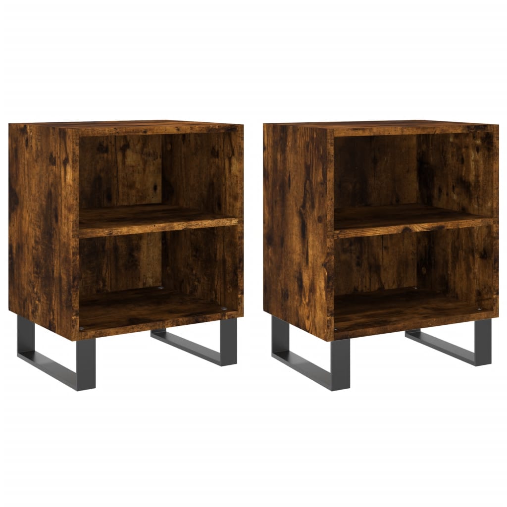 Tables de chevet 2 pcs chêne fumé 40x30x50 cm bois d'ingénierie - XIOS