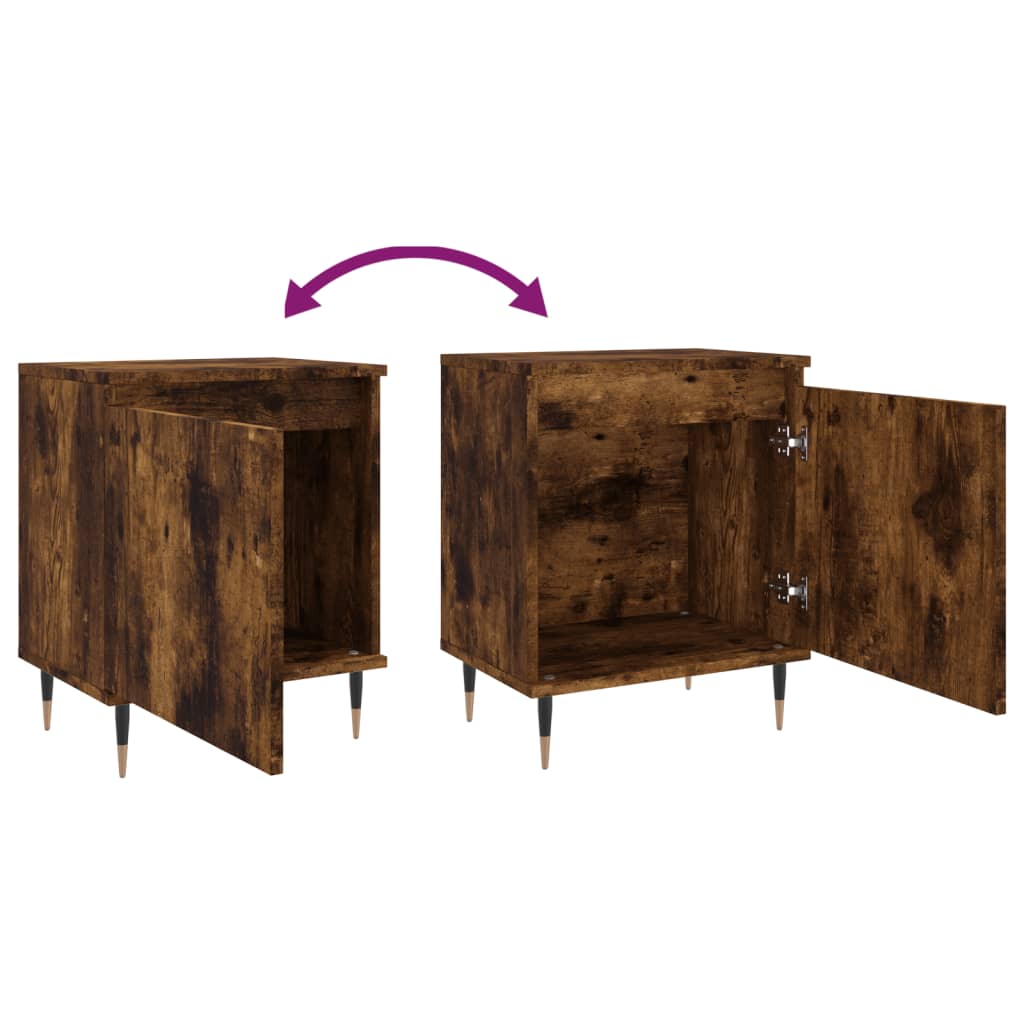 Tables de chevet 2 pcs chêne fumé 40x30x50 cm bois d'ingénierie - XIOS
