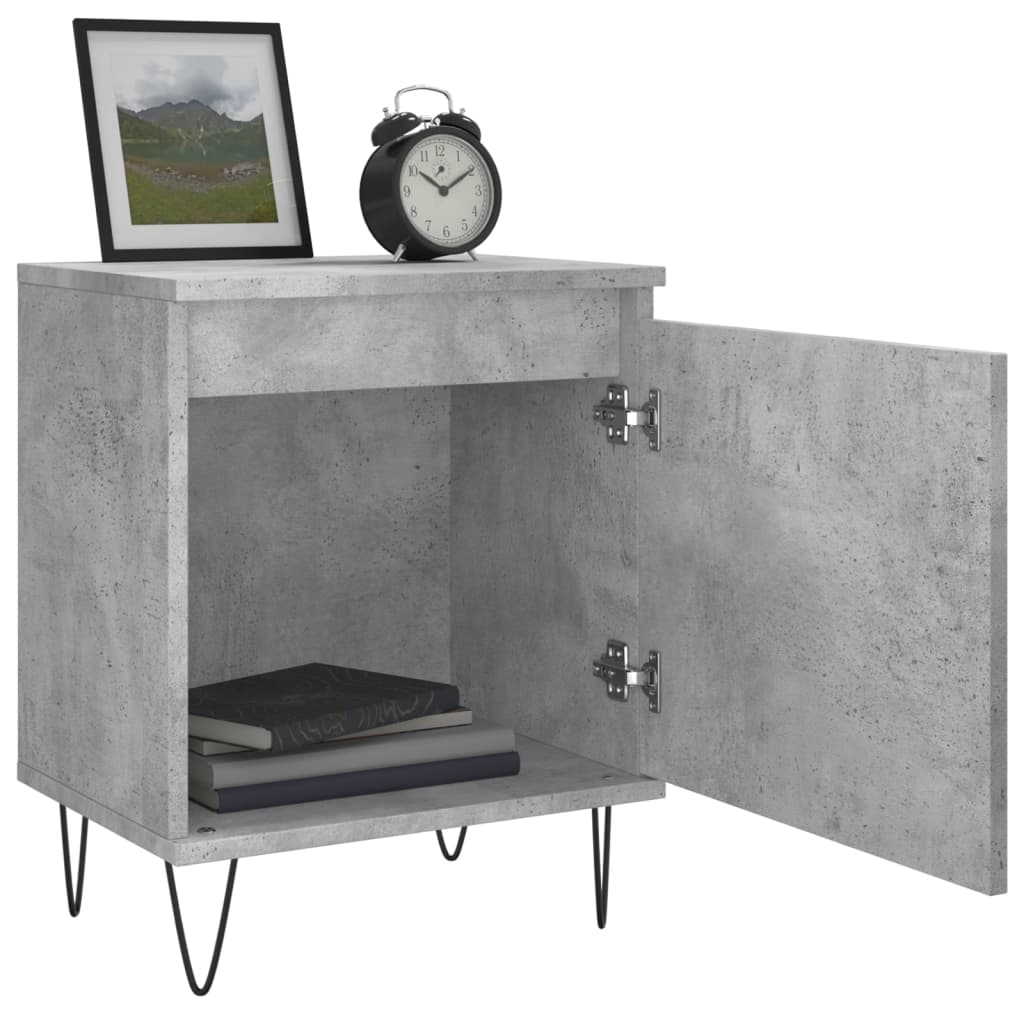 Tables de chevet 2 pcs gris béton 40x30x50 cm bois d'ingénierie - XIOS