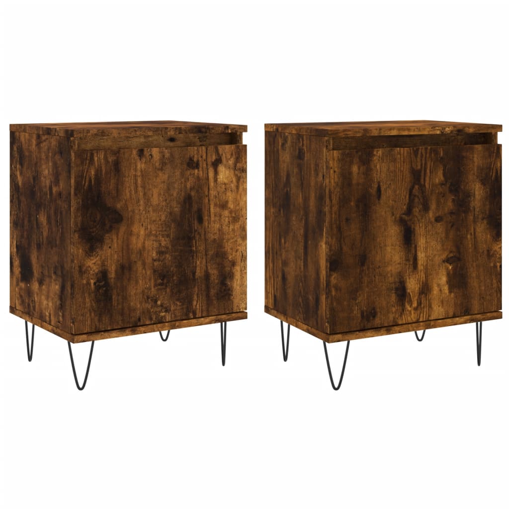 Tables de chevet 2 pcs chêne fumé 40x30x50 cm bois d'ingénierie - XIOS