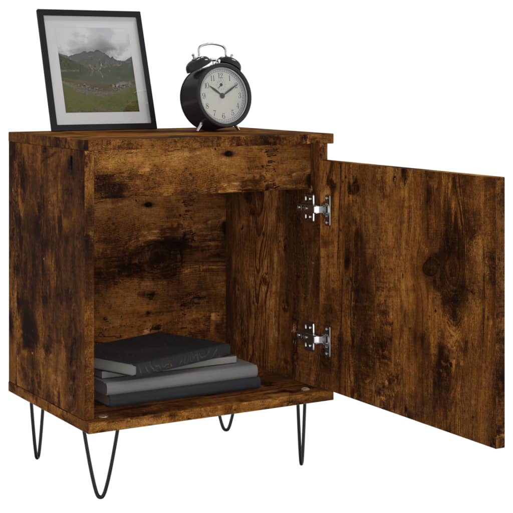 Tables de chevet 2 pcs chêne fumé 40x30x50 cm bois d'ingénierie - XIOS