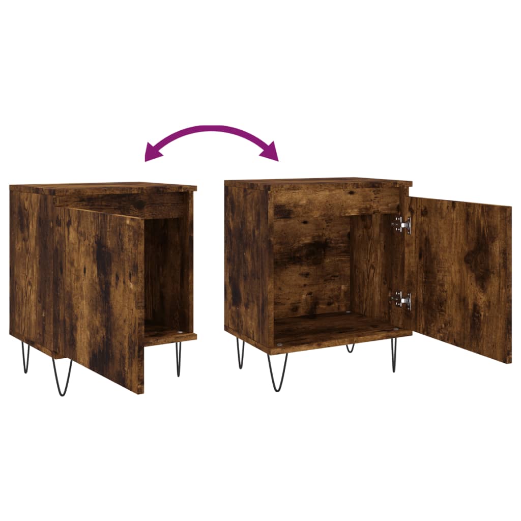 Tables de chevet 2 pcs chêne fumé 40x30x50 cm bois d'ingénierie - XIOS