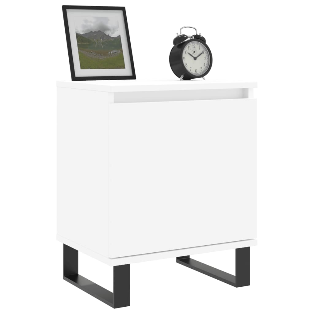 Tables de chevet 2pcs blanc brillant 40x30x50cm bois ingénierie - XIOS
