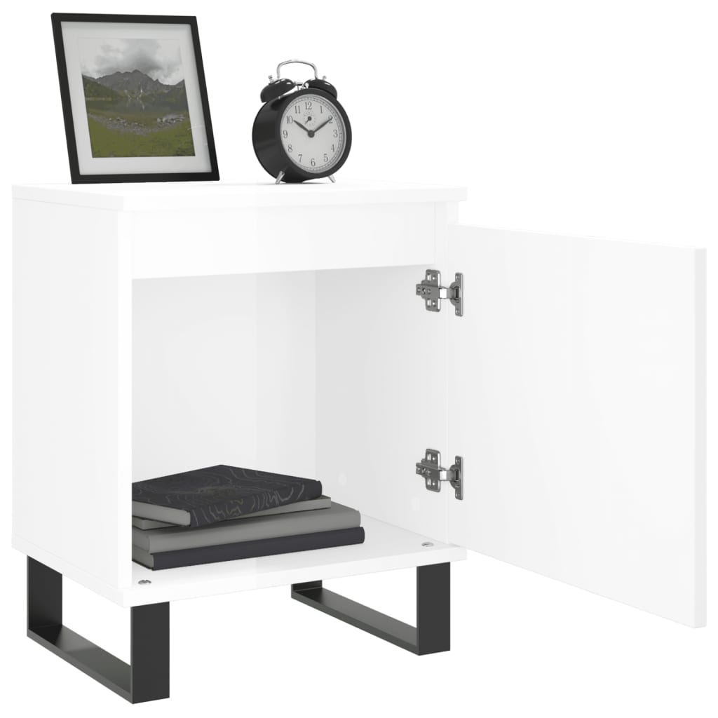 Tables de chevet 2pcs blanc brillant 40x30x50cm bois ingénierie - XIOS