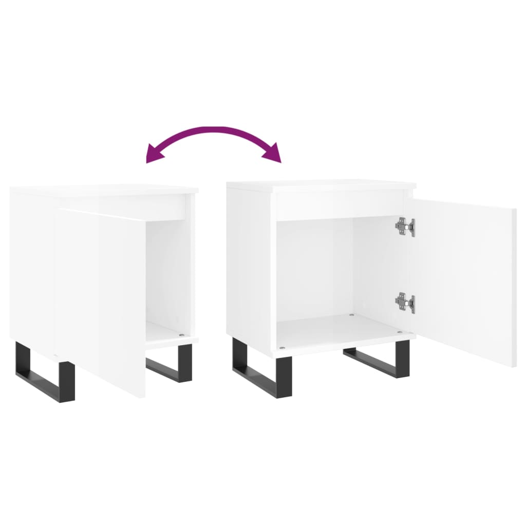 Tables de chevet 2pcs blanc brillant 40x30x50cm bois ingénierie - XIOS