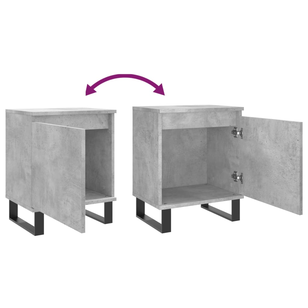 Tables de chevet 2 pcs gris béton 40x30x50 cm bois d'ingénierie - XIOS