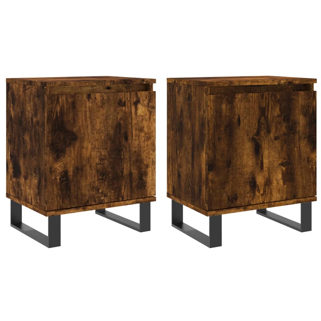 Tables de chevet 2 pcs chêne fumé 40x30x50 cm bois d'ingénierie - XIOS