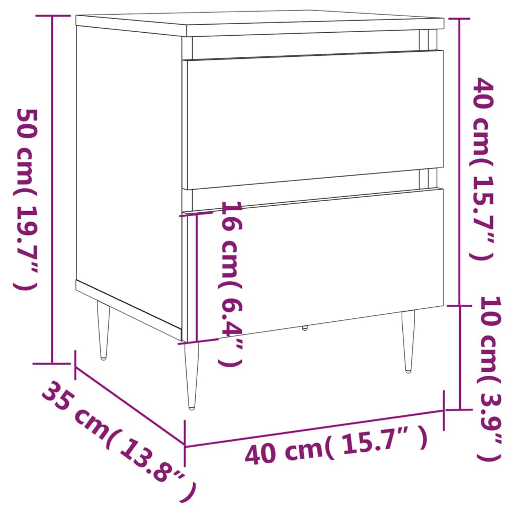 Tables de chevet 2 pcs noir 40x35x50 cm bois d’ingénierie - XIOS