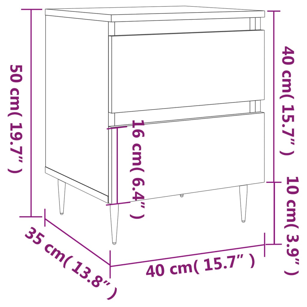 Table de chevet gris béton 40x35x50 cm bois d’ingénierie - XIOS