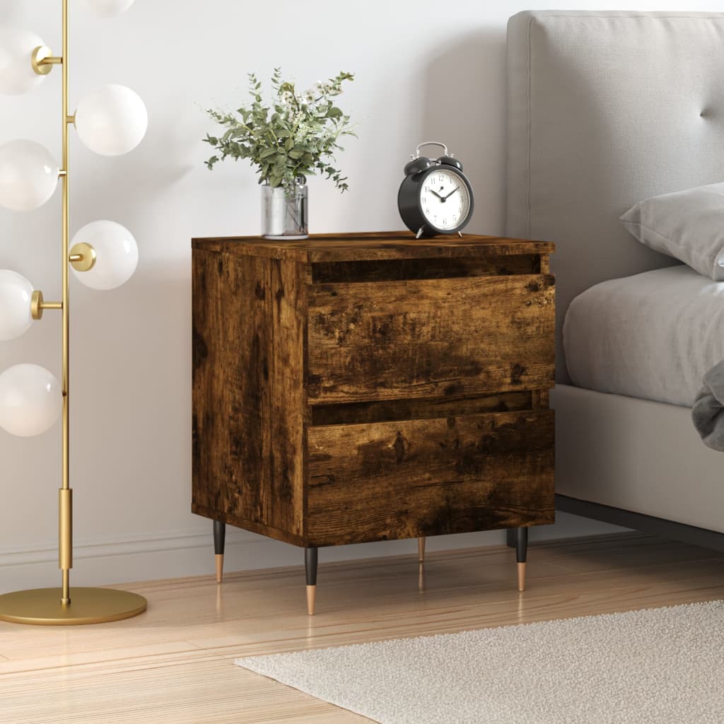 Table de chevet chêne fumé 40x35x50 cm bois d’ingénierie - XIOS