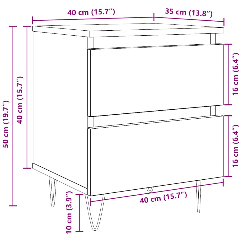 Table de chevet chêne sonoma 40x35x50 cm bois d’ingénierie - XIOS