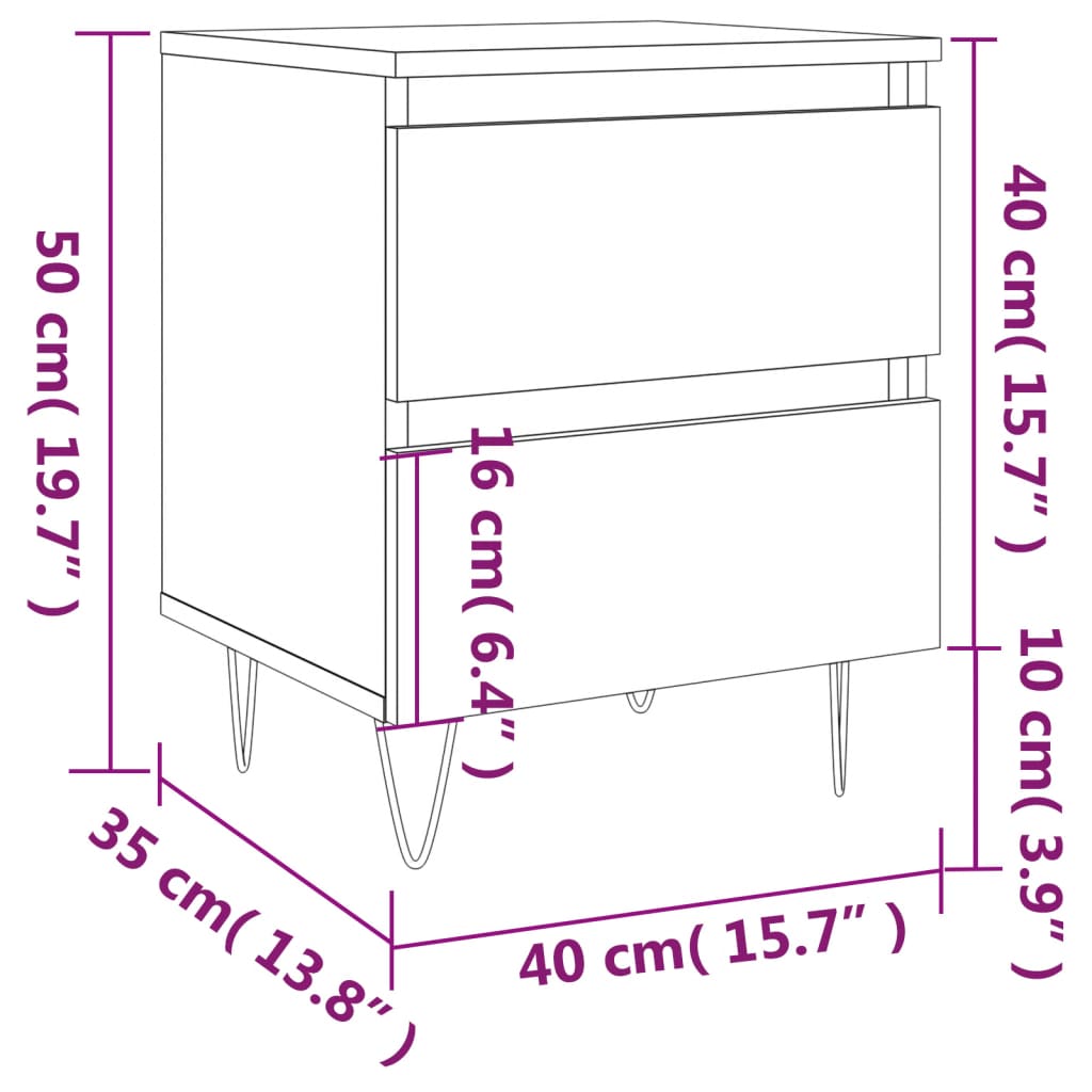 Table de chevet gris béton 40x35x50 cm bois d’ingénierie - XIOS