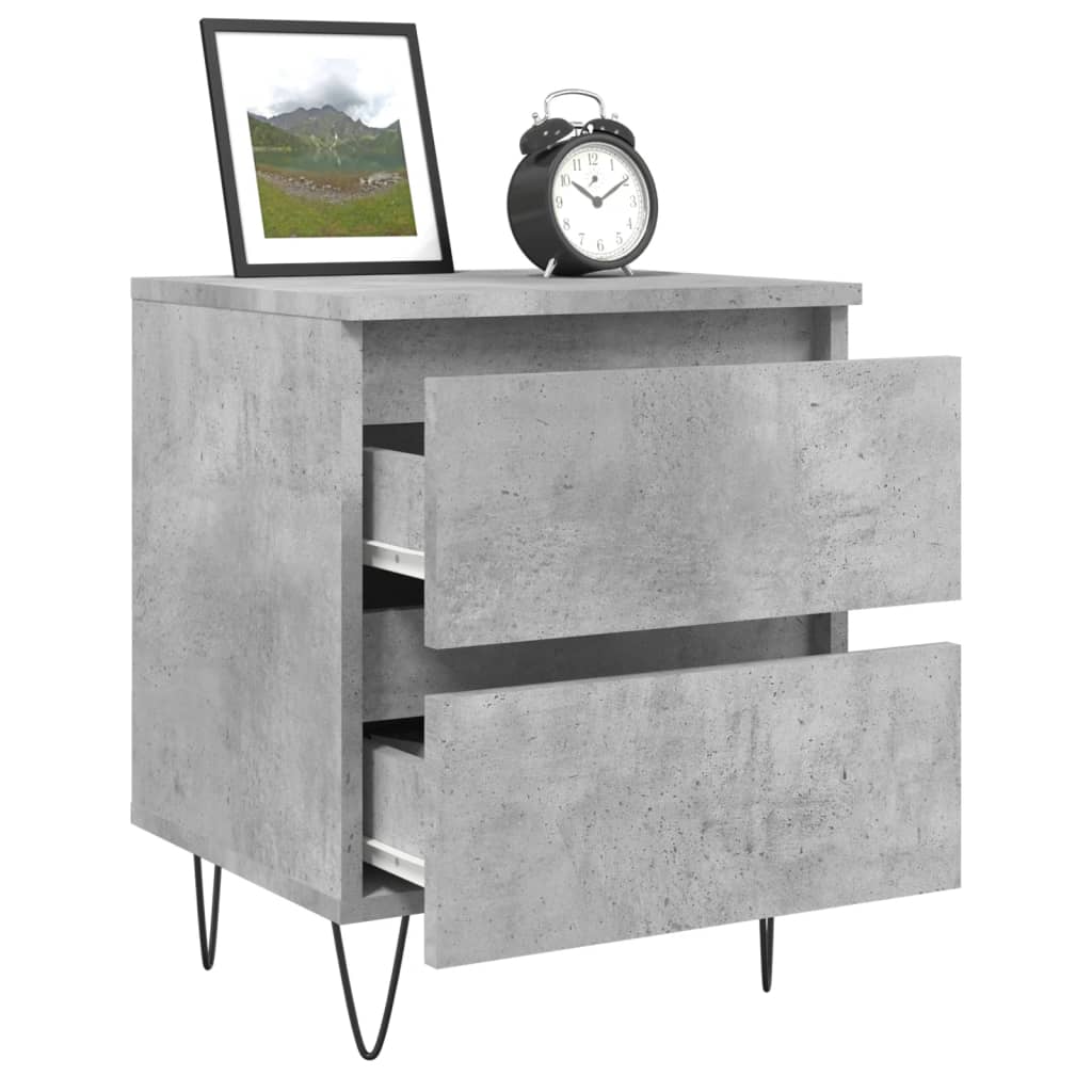 Tables de chevet 2 pcs gris béton 40x35x50 cm bois d’ingénierie - XIOS