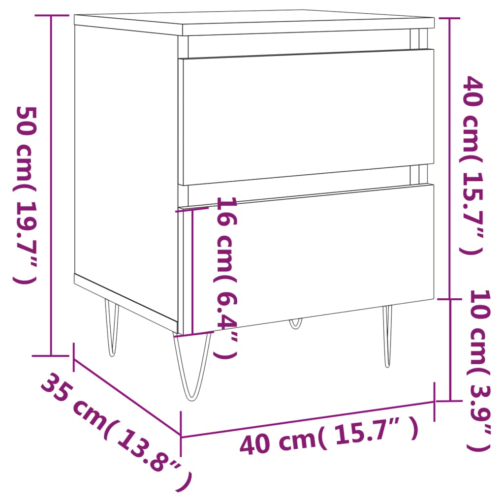 Tables de chevet 2 pcs gris béton 40x35x50 cm bois d’ingénierie - XIOS
