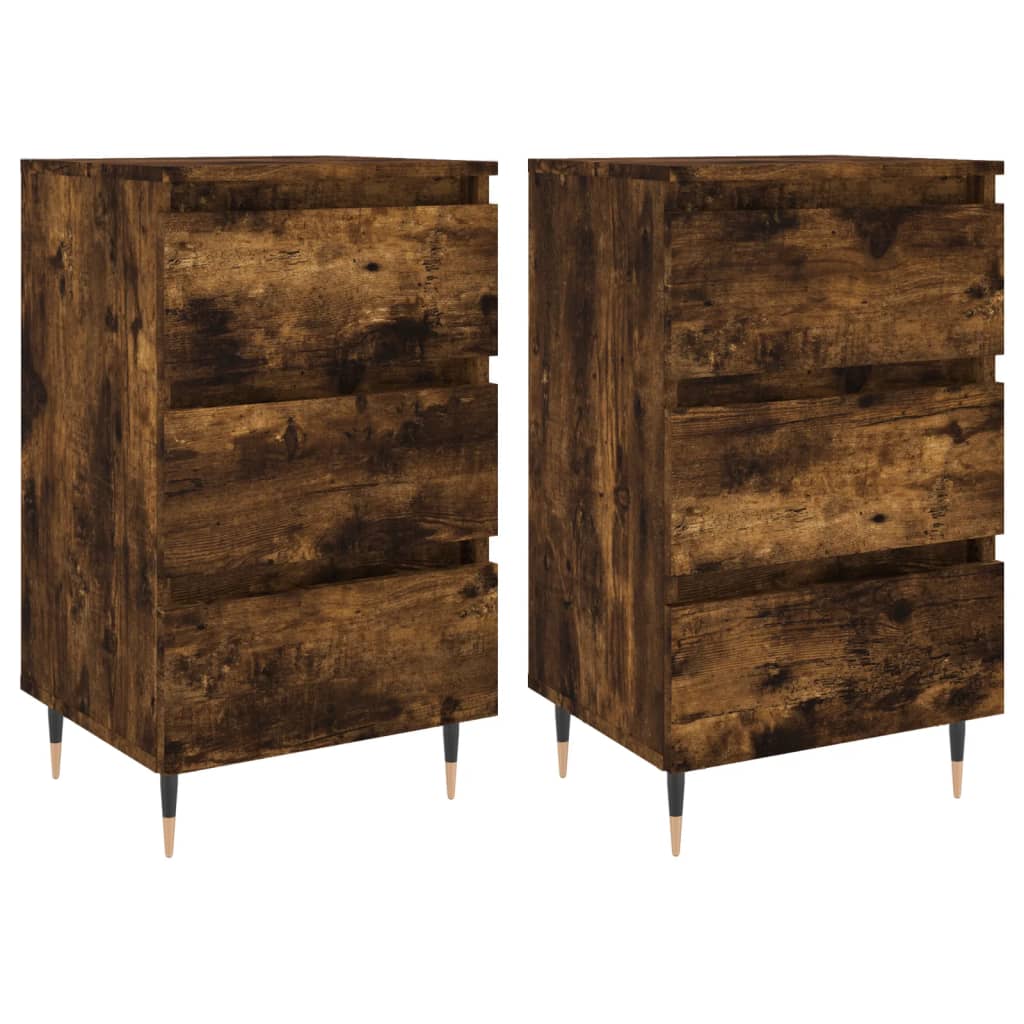 Tables de chevet 2 pcs chêne fumé 40x35x69 cm bois ingénierie - XIOS
