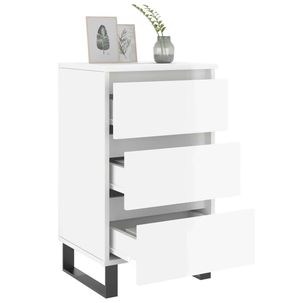 Tables de chevet 2 pcs blanc brillant 40x35x69 cm - XIOS