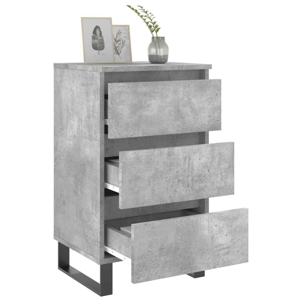 Tables de chevet 2 pcs gris béton 40x35x69 cm bois d’ingénierie - XIOS