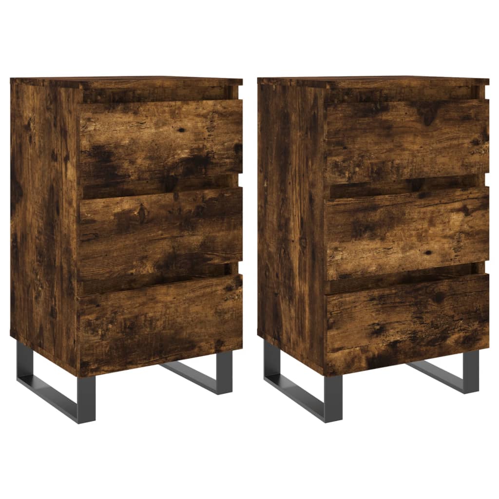 Tables de chevet 2 pcs chêne fumé 40x35x69 cm bois ingénierie - XIOS