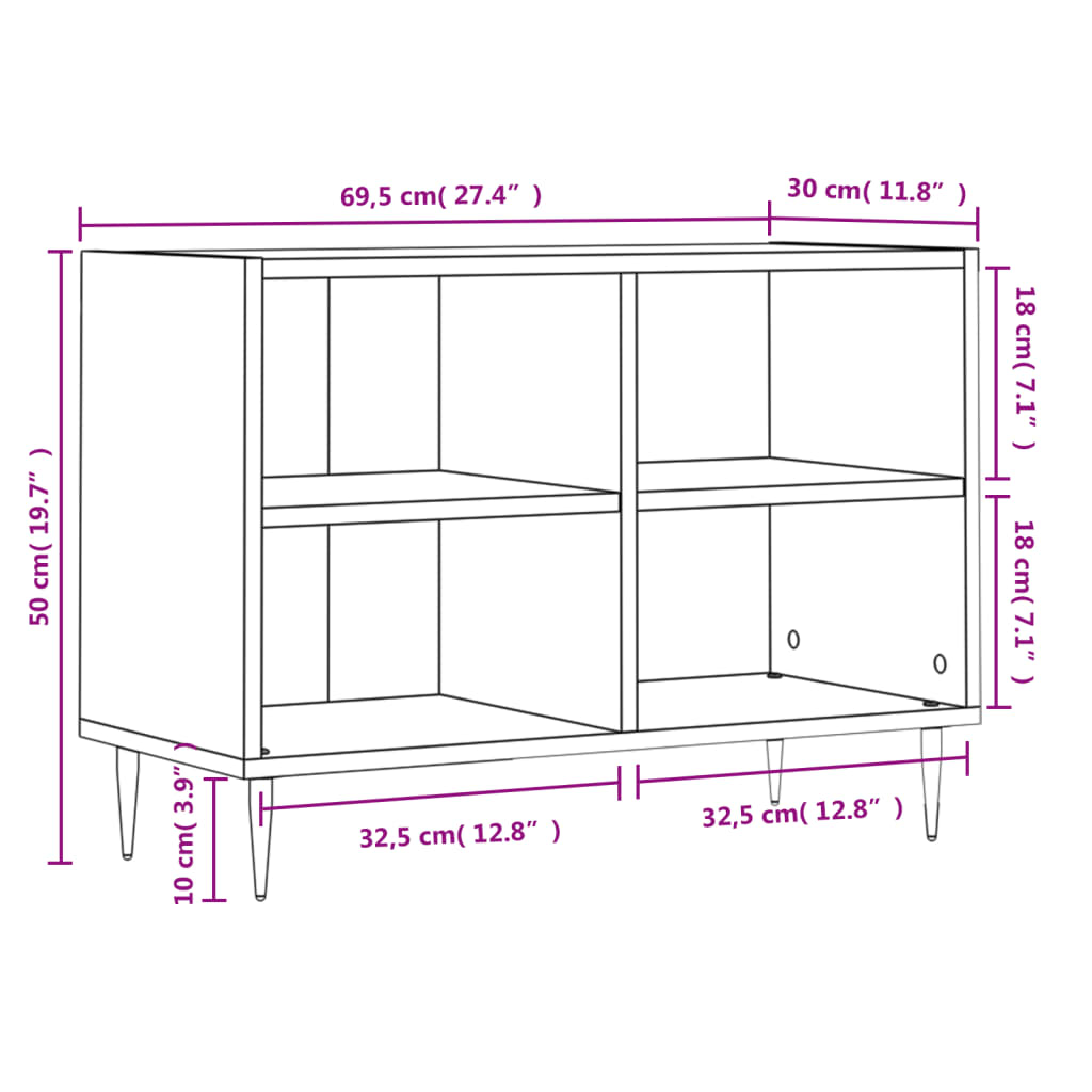 Meuble TV gris béton 69,5x30x50 cm bois d'ingénierie - XIOS