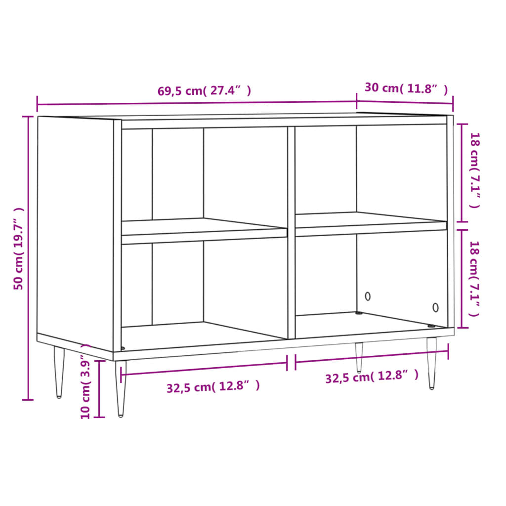Meuble TV chêne marron 69,5 x 30 x 50 cm bois d'ingénierie - XIOS