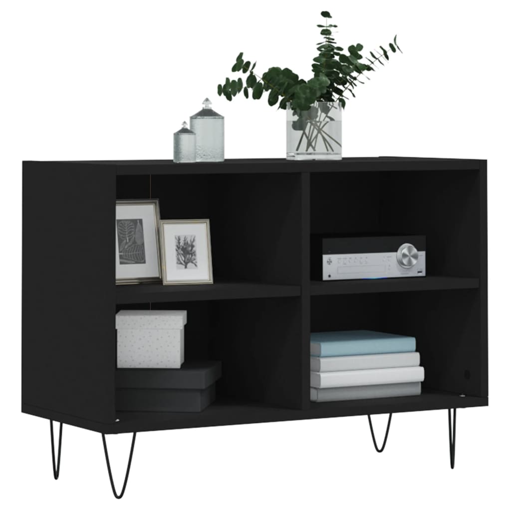 Meuble TV noir 69,5 x 30 x 50 cm bois d'ingénierie - XIOS