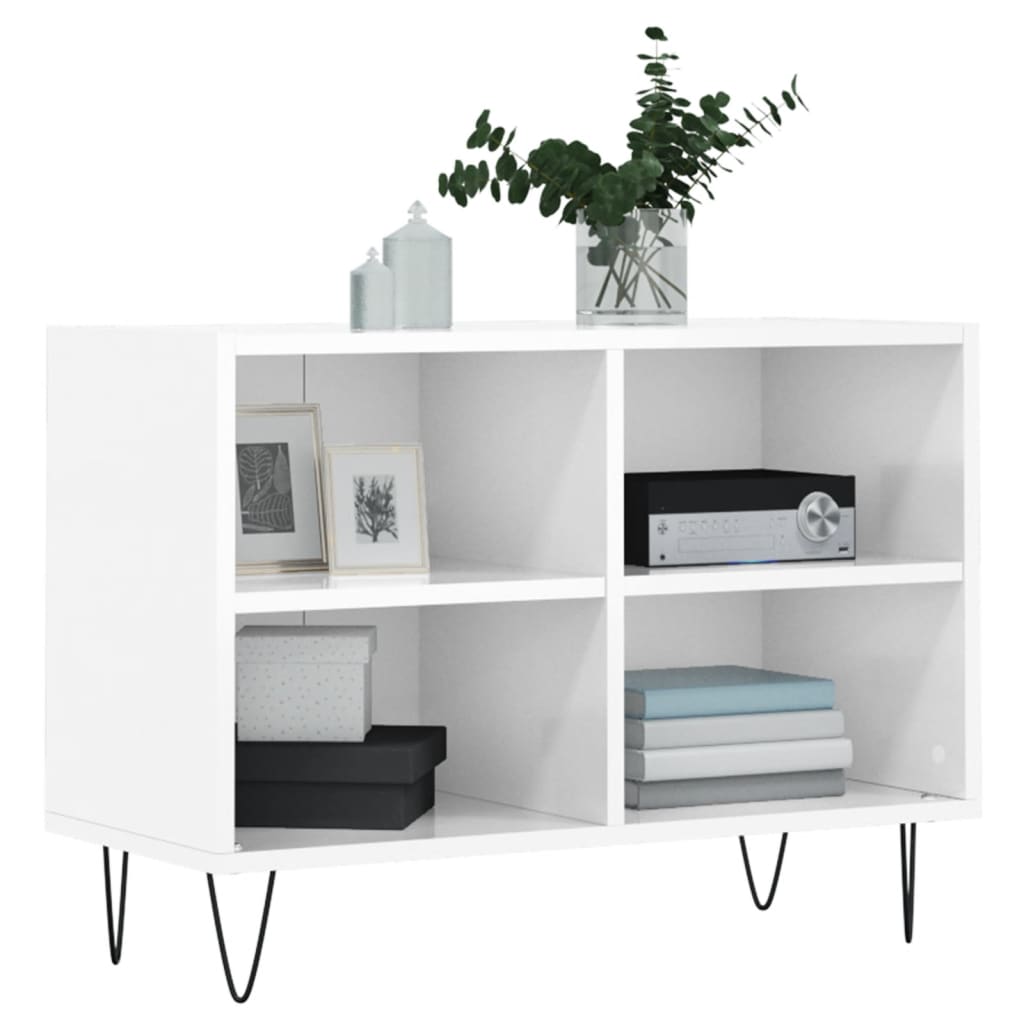 Meuble TV blanc brillant 69,5 x 30 x 50 cm bois d'ingénierie - XIOS