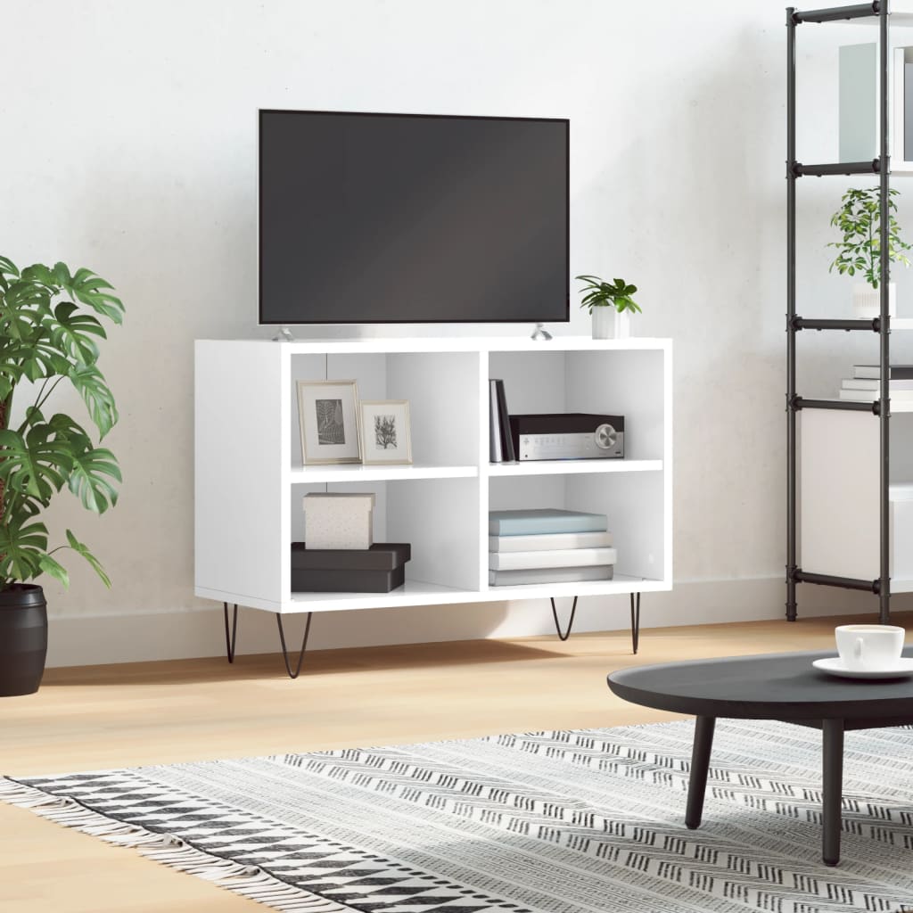 Meuble TV blanc brillant 69,5 x 30 x 50 cm bois d'ingénierie - XIOS