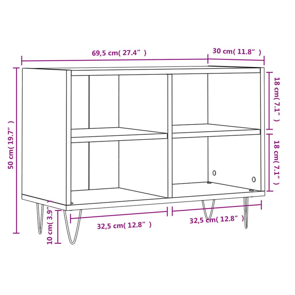 Meuble TV chêne sonoma 69,5 x 30 x 50 cm bois d'ingénierie - XIOS