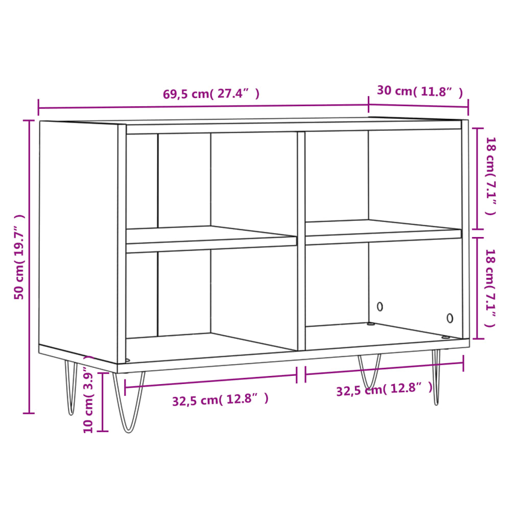 Meuble TV gris béton 69,5x30x50 cm bois d'ingénierie - XIOS