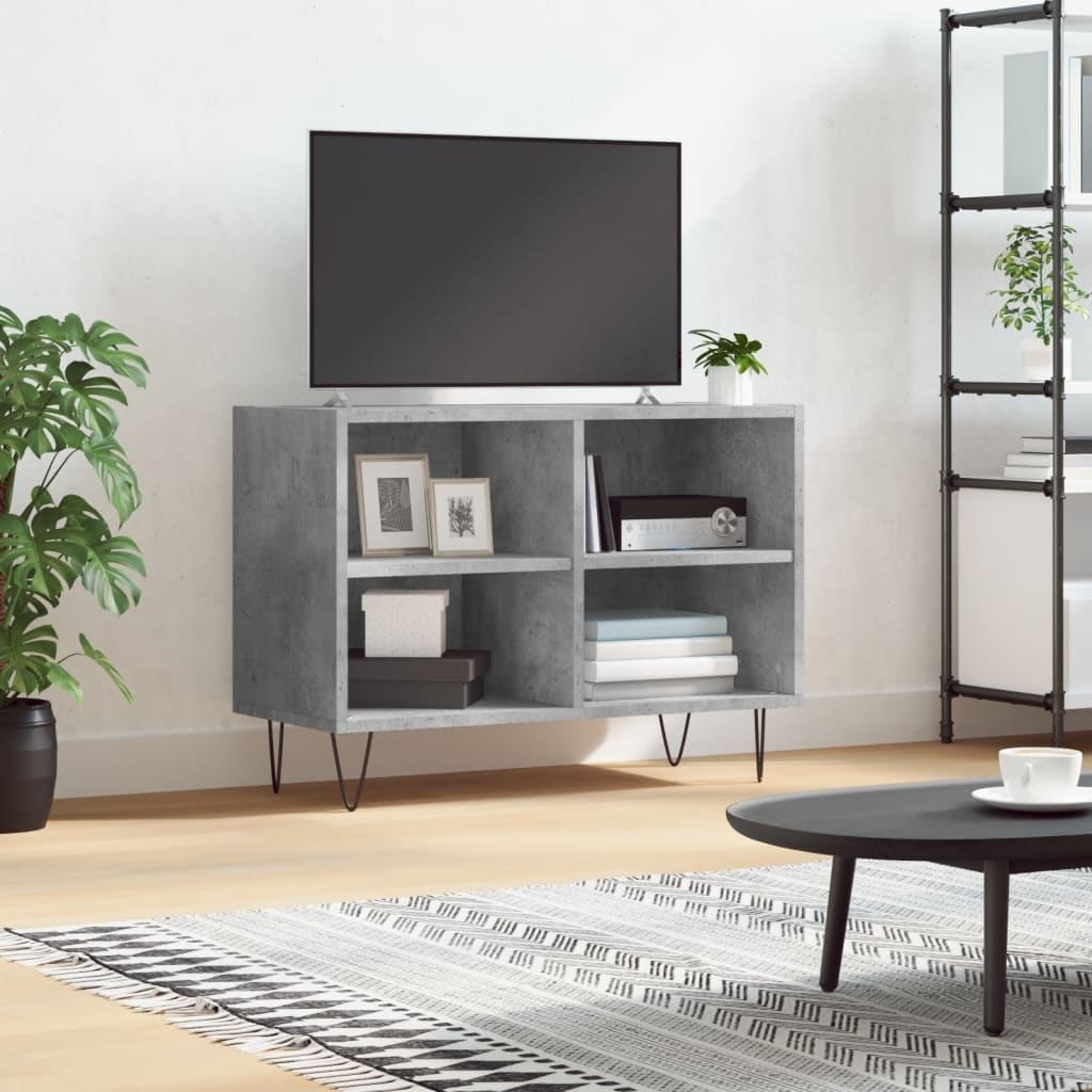 Meuble TV gris béton 69,5x30x50 cm bois d'ingénierie - XIOS