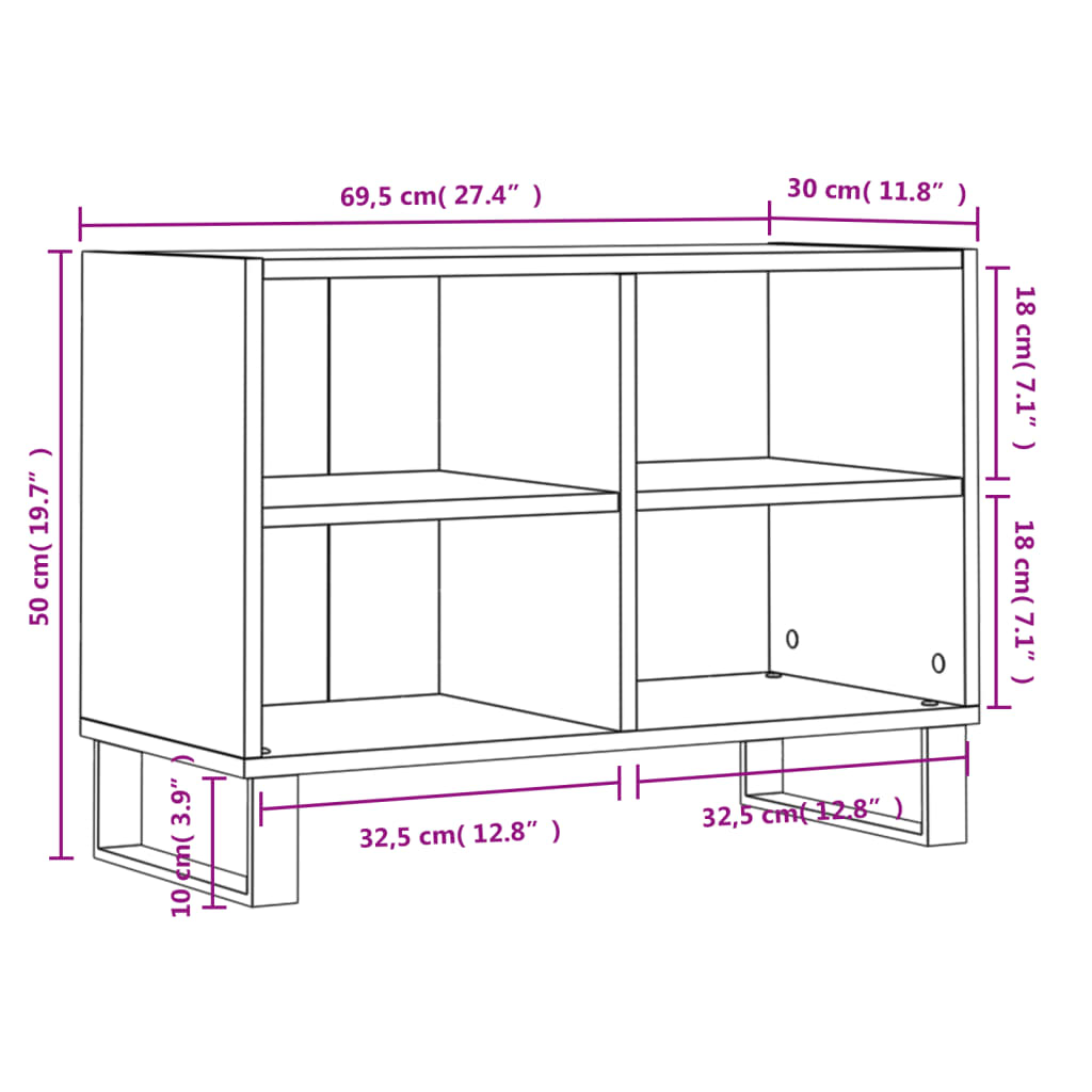 Meuble TV blanc 69,5 x 30 x 50 cm bois d'ingénierie Meubles TV vidaXL