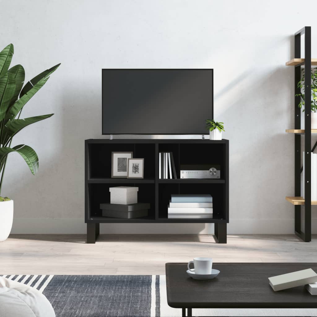 Meuble TV noir 69,5 x 30 x 50 cm bois d'ingénierie - XIOS