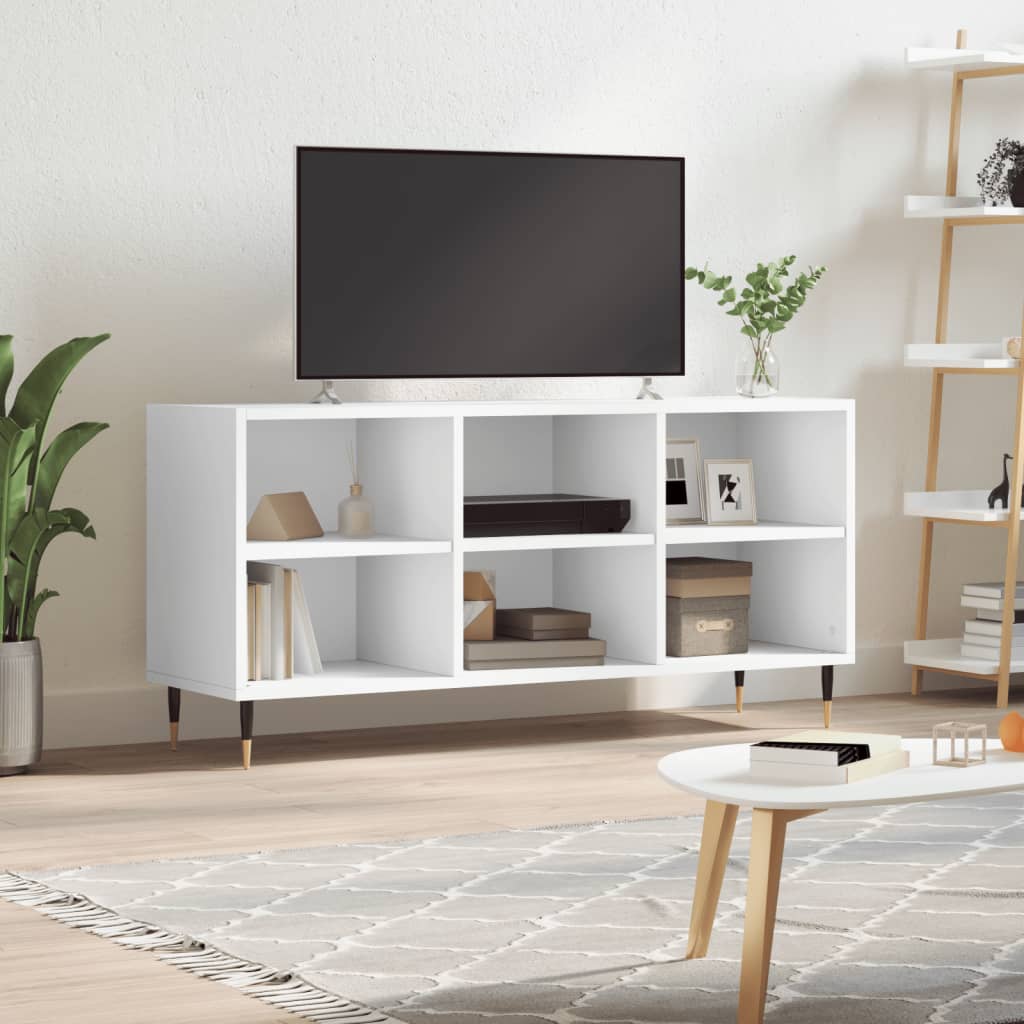 Meuble TV blanc 103,5x30x50 cm bois d'ingénierie - XIOS