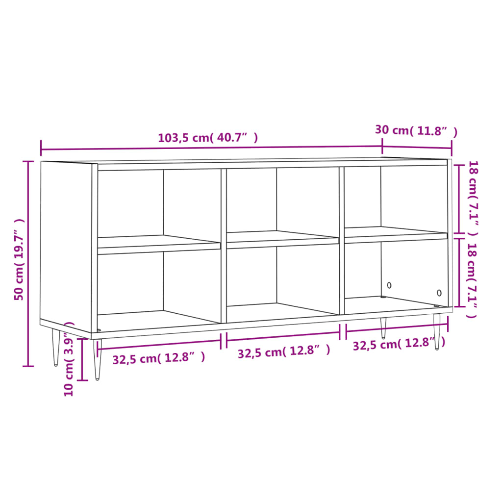 Meuble TV gris béton 103,5x30x50 cm bois d'ingénierie - XIOS