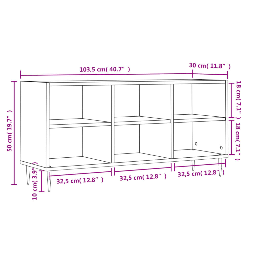 Meuble TV sonoma gris 103,5x30x50 cm bois d'ingénierie - XIOS