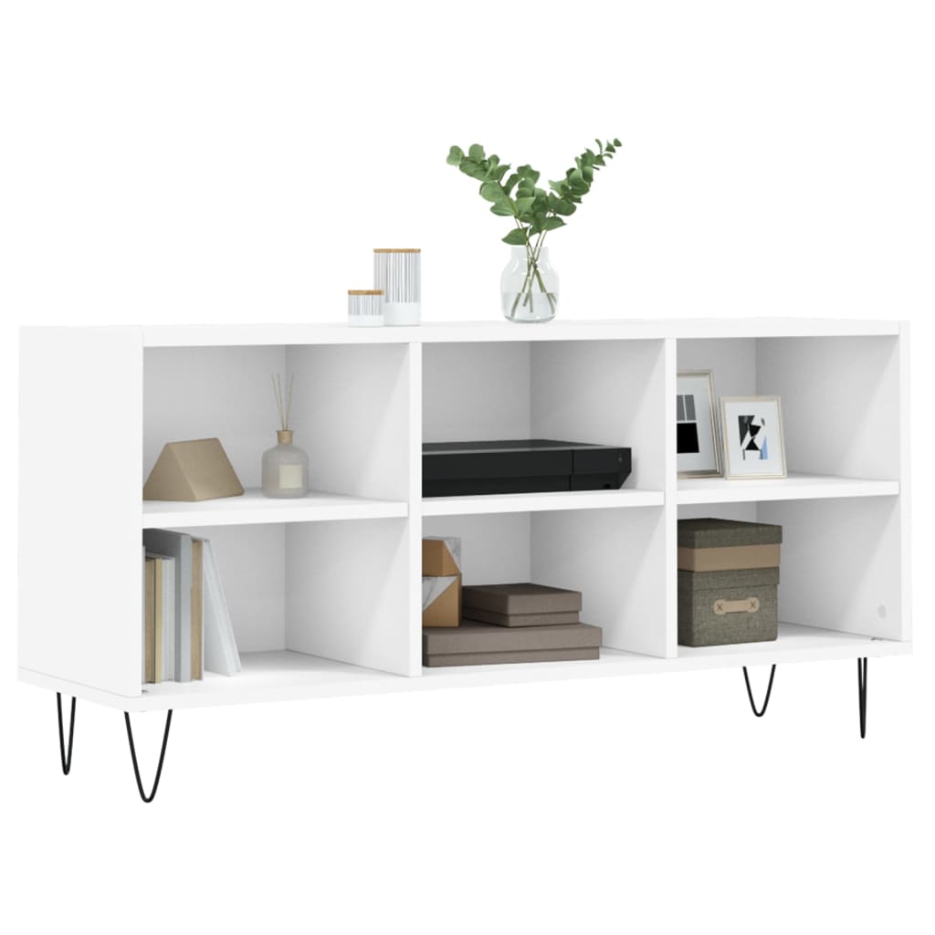 Meuble TV blanc 103,5x30x50 cm bois d'ingénierie - XIOS