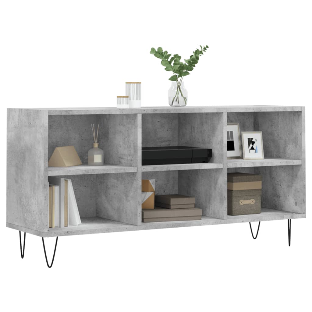 Meuble TV gris béton 103,5x30x50 cm bois d'ingénierie - XIOS