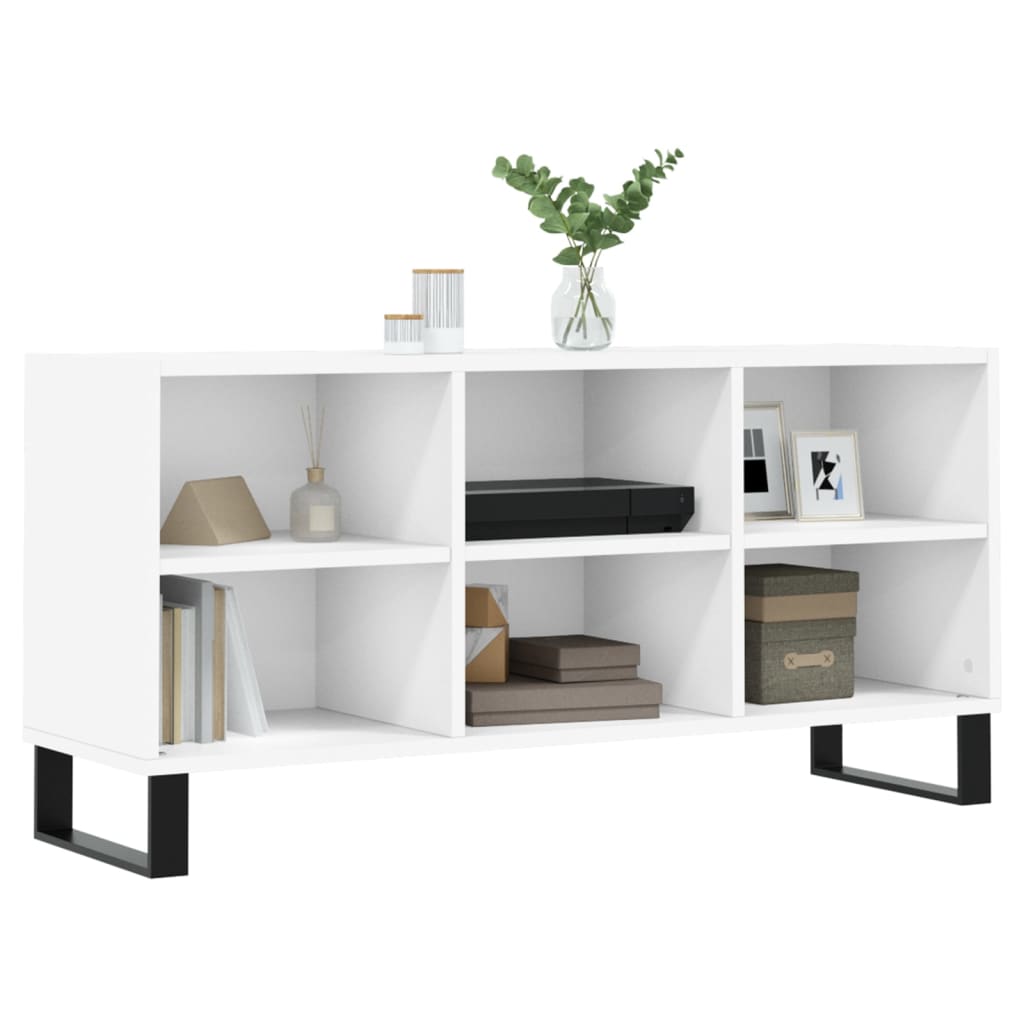 Meuble TV blanc 103,5x30x50 cm bois d'ingénierie - XIOS