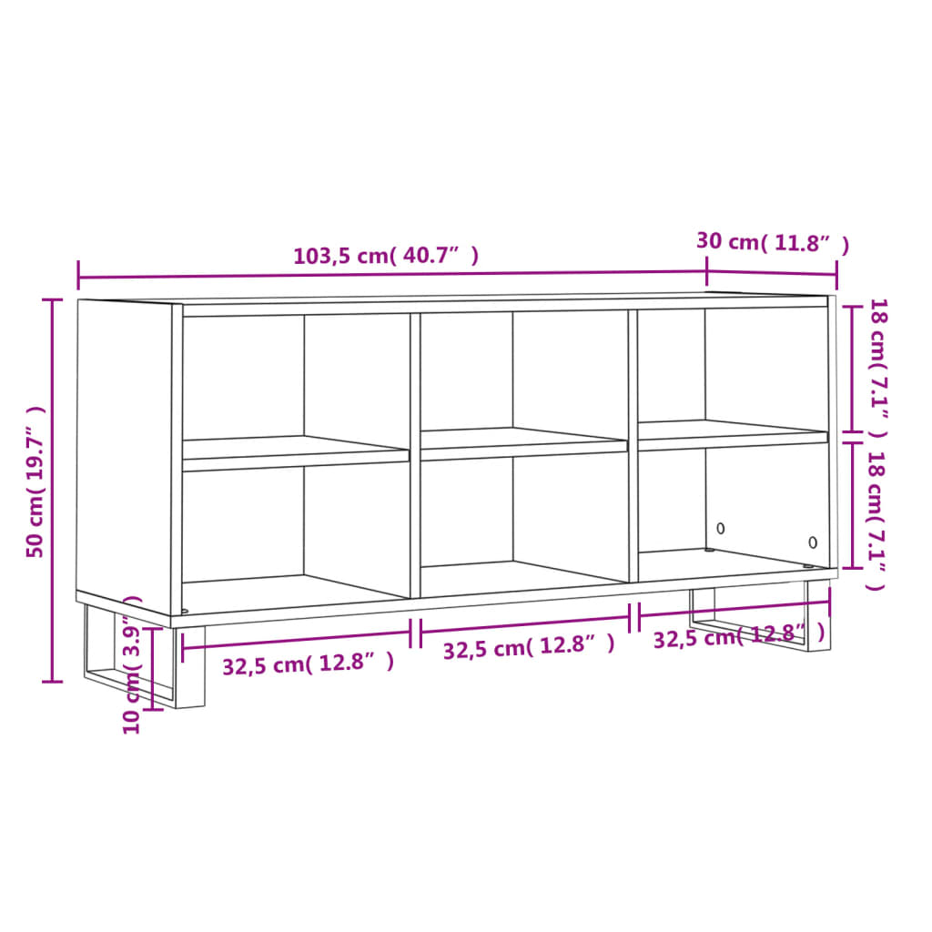 Meuble TV blanc 103,5x30x50 cm bois d'ingénierie - XIOS