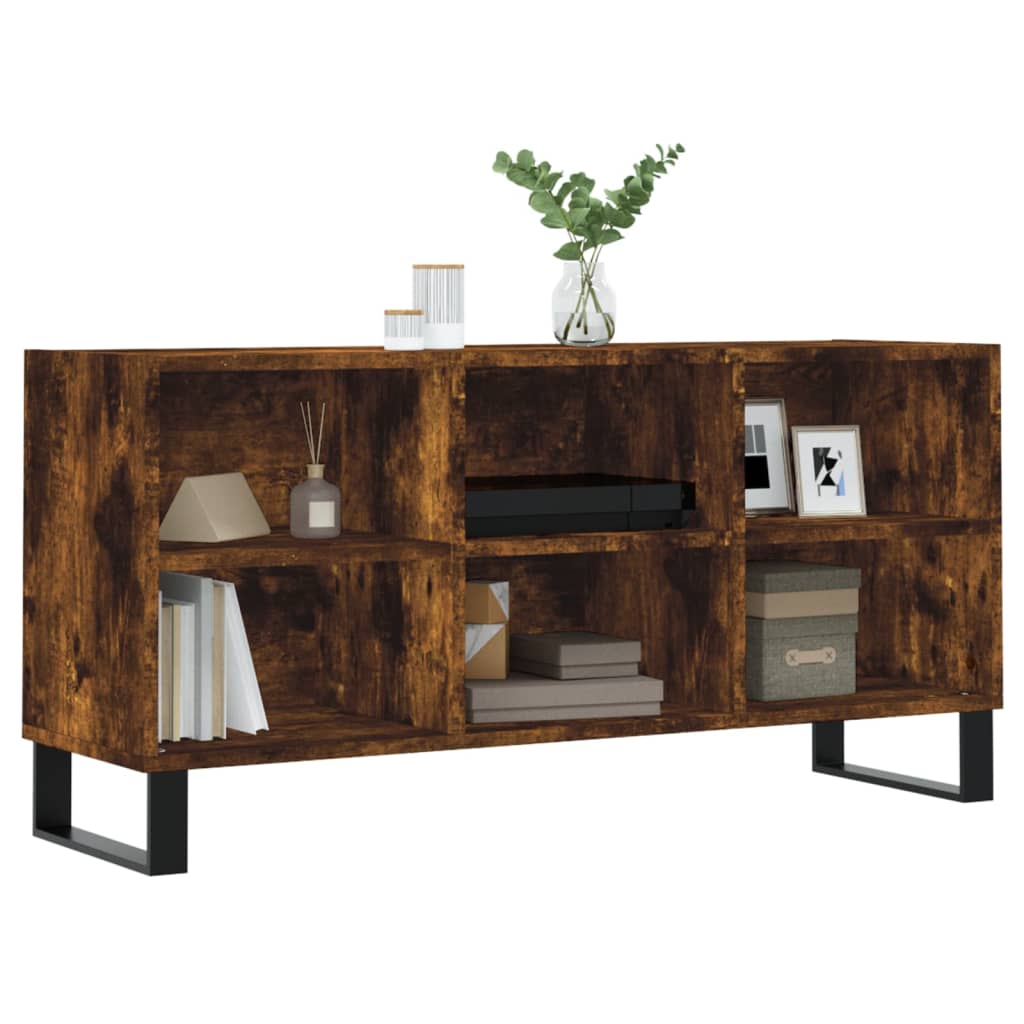 Meuble TV chêne fumé 103,5x30x50 cm bois d'ingénierie - XIOS
