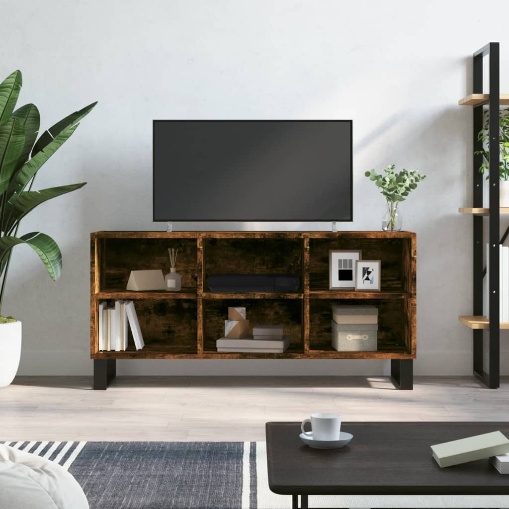 Meuble TV chêne fumé 103,5x30x50 cm bois d'ingénierie - XIOS