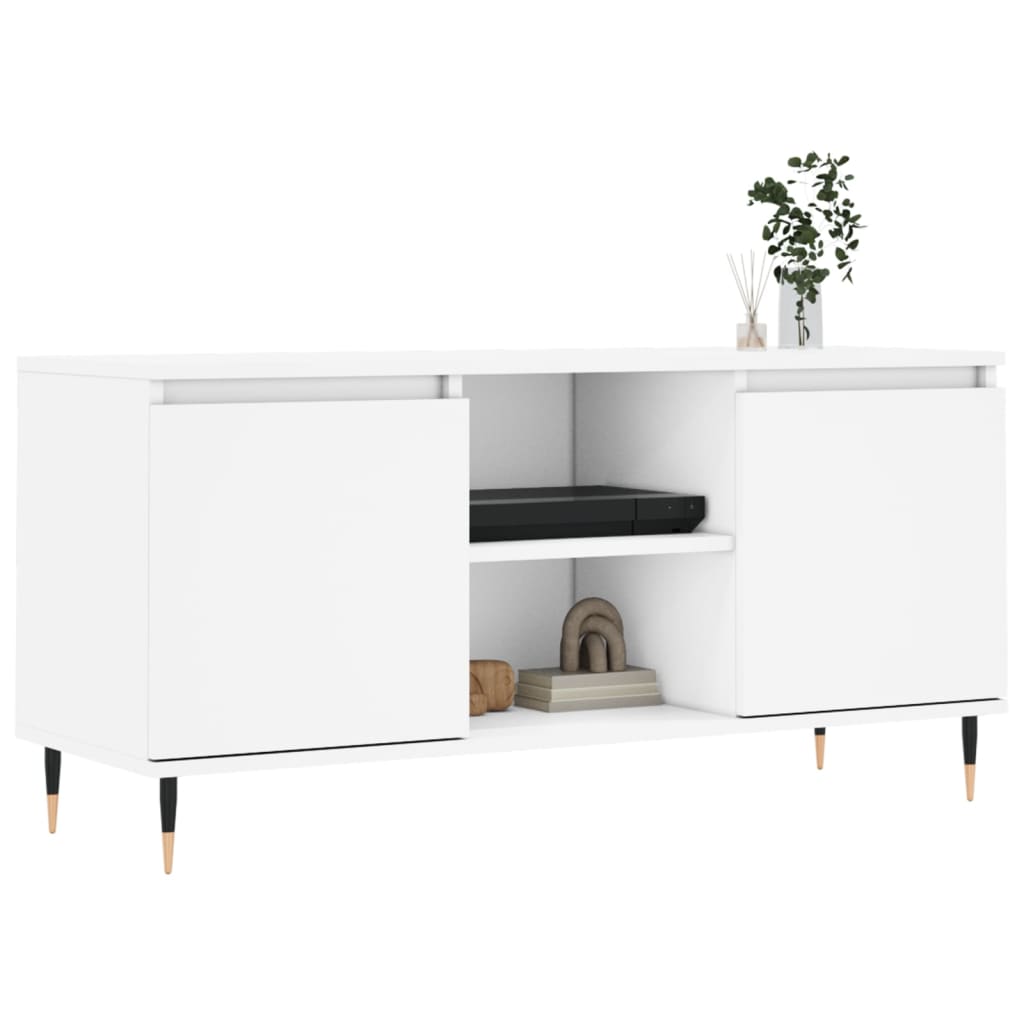 Meuble TV blanc 104x35x50 cm bois d'ingénierie - XIOS