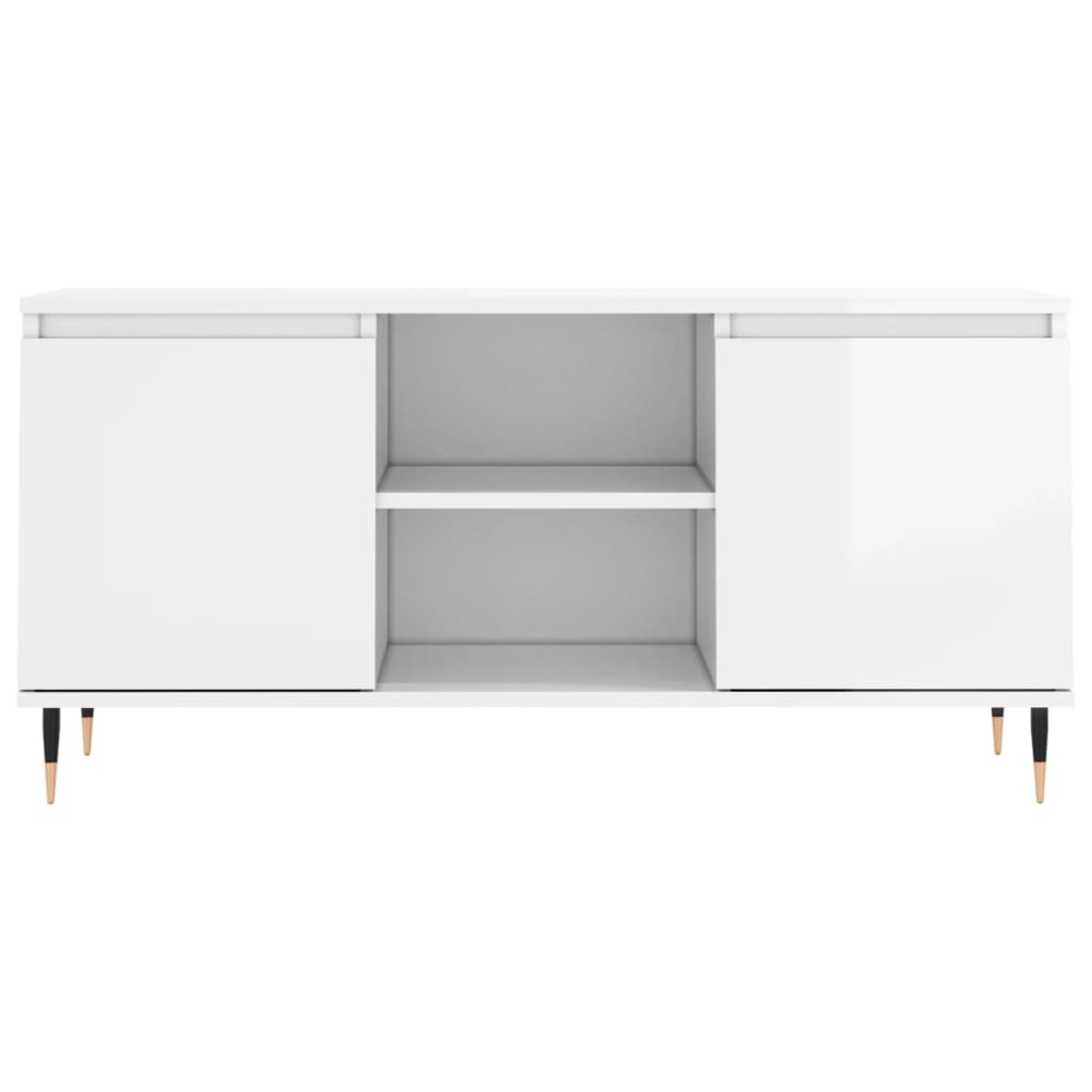 Meuble TV blanc brillant 104x35x50 cm bois d'ingénierie - XIOS