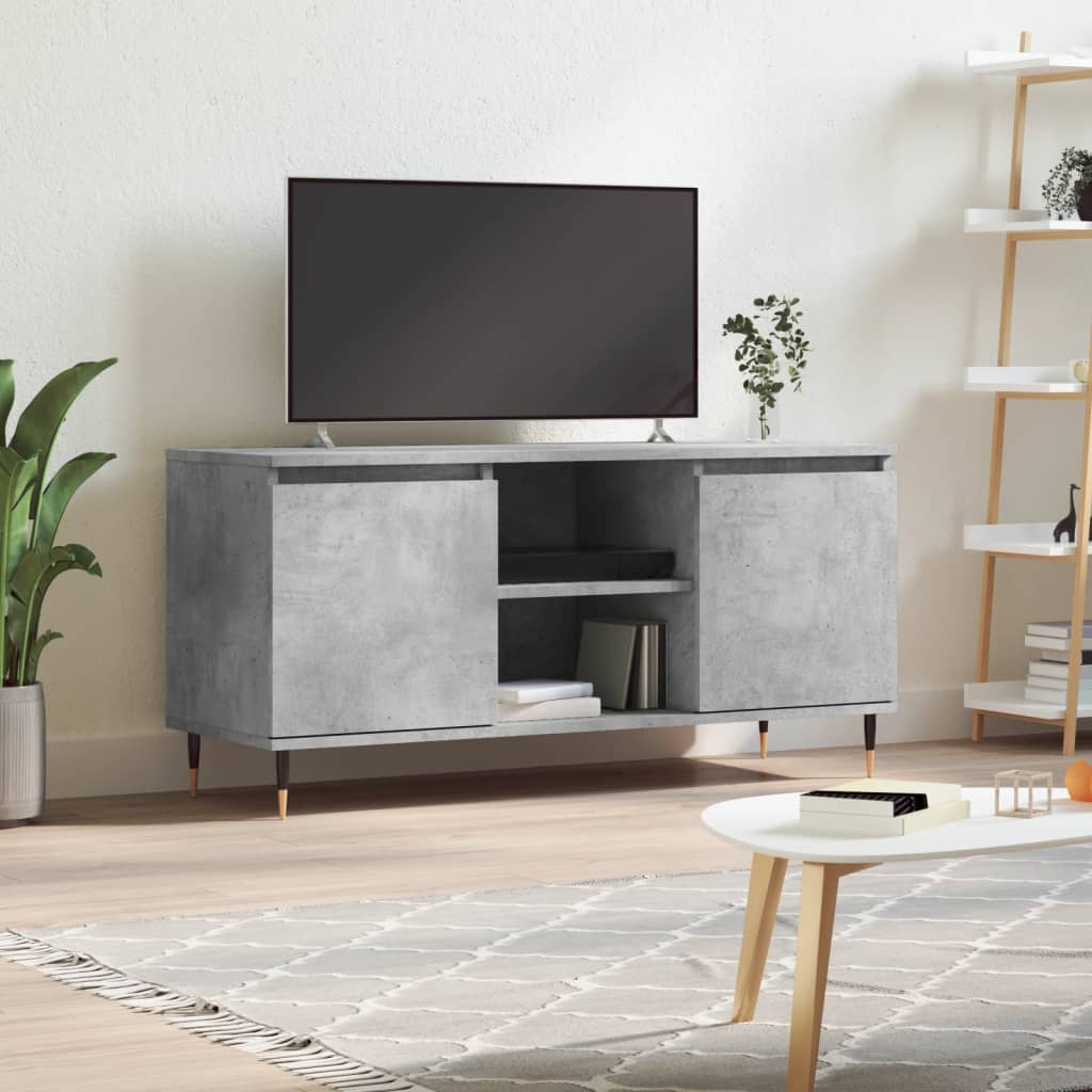 Meuble TV gris béton 104x35x50 cm bois d'ingénierie - XIOS