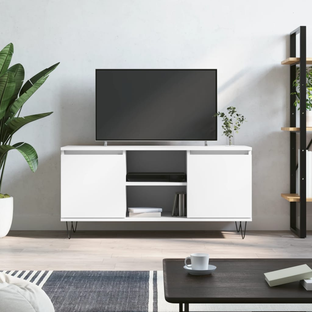 Meuble TV blanc 104x35x50 cm bois d'ingénierie - XIOS