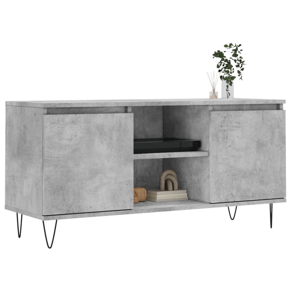 Meuble TV gris béton 104x35x50 cm bois d'ingénierie - XIOS