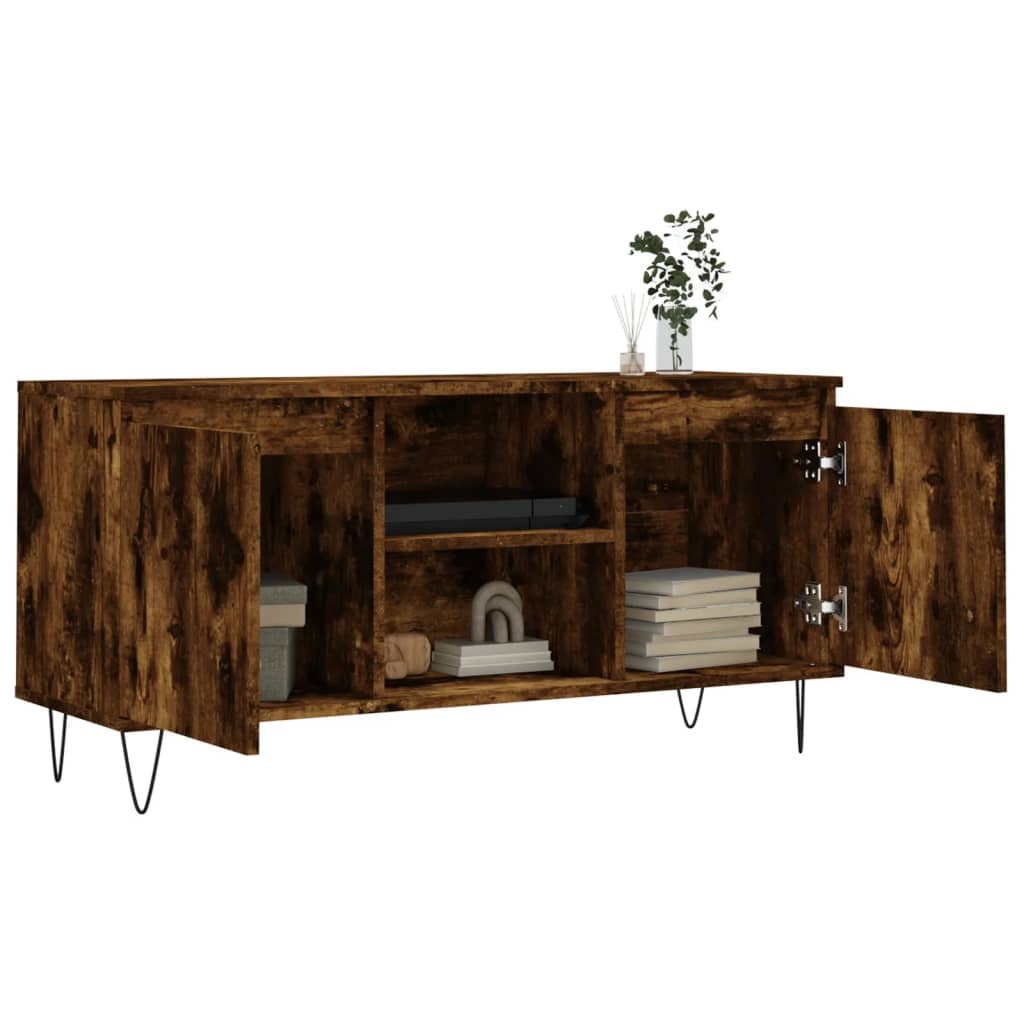 Meuble TV chêne fumé 104x35x50 cm bois d'ingénierie - XIOS