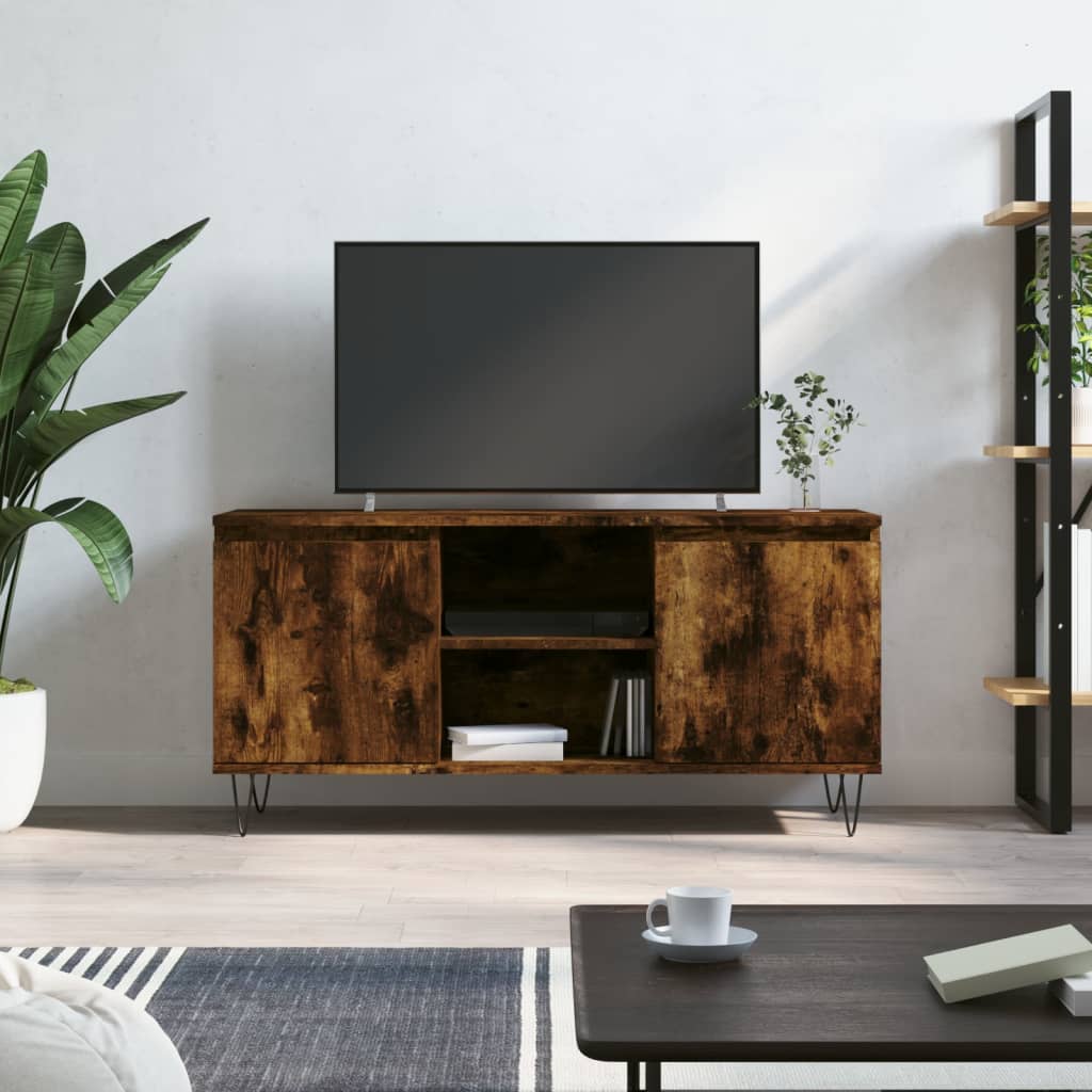 Meuble TV chêne fumé 104x35x50 cm bois d'ingénierie - XIOS
