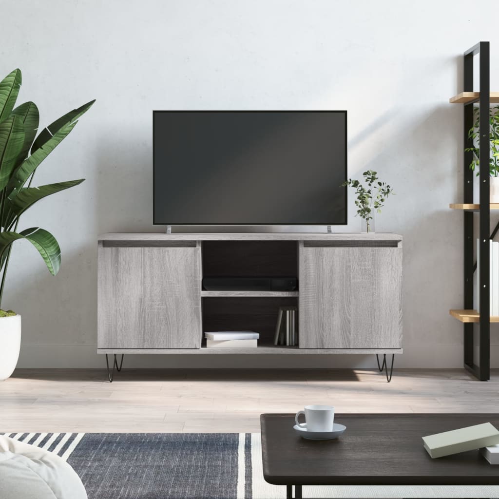 Meuble TV sonoma gris 104x35x50 cm bois d'ingénierie - XIOS